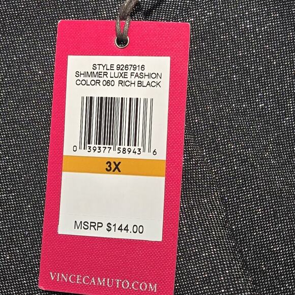 Vince Camuto Off-the-Shoulder Metallic Shimmer Bell Sleeves Dress Black PLUS 3X - Picture 9 of 9